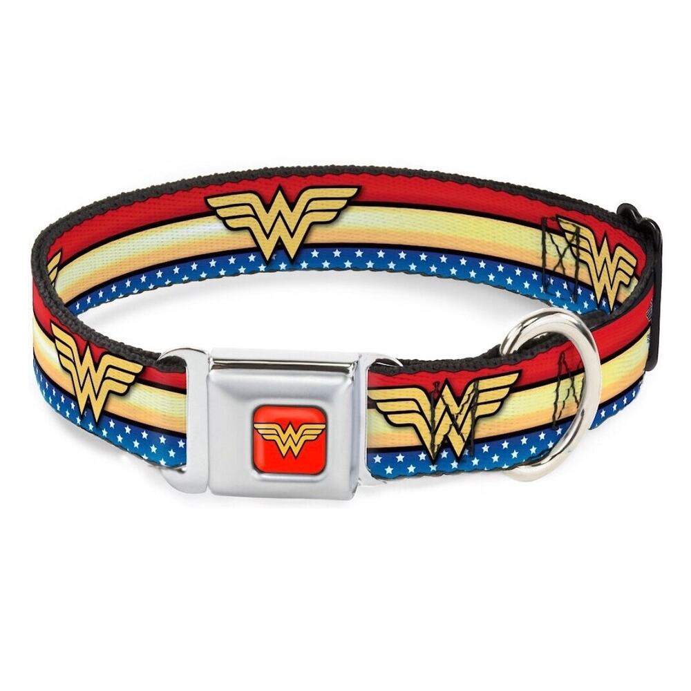 Buckle-Down DC Comics Wonder Woman Dog Collar Medium 11”-17” NEW Stripe/Stars